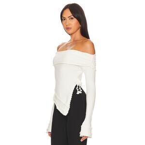 GUIZIO Soler Fold Over Knit Top in White‎ Size Small LIKE NEW